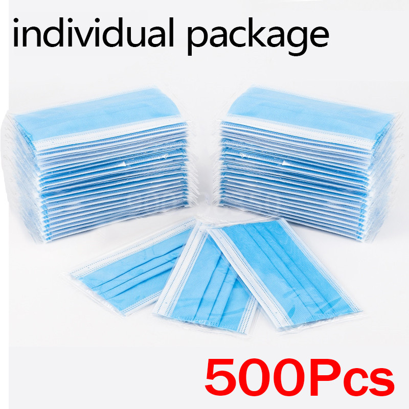 Disposable Mask Blue - 10-500 pièces de masques jetables pour