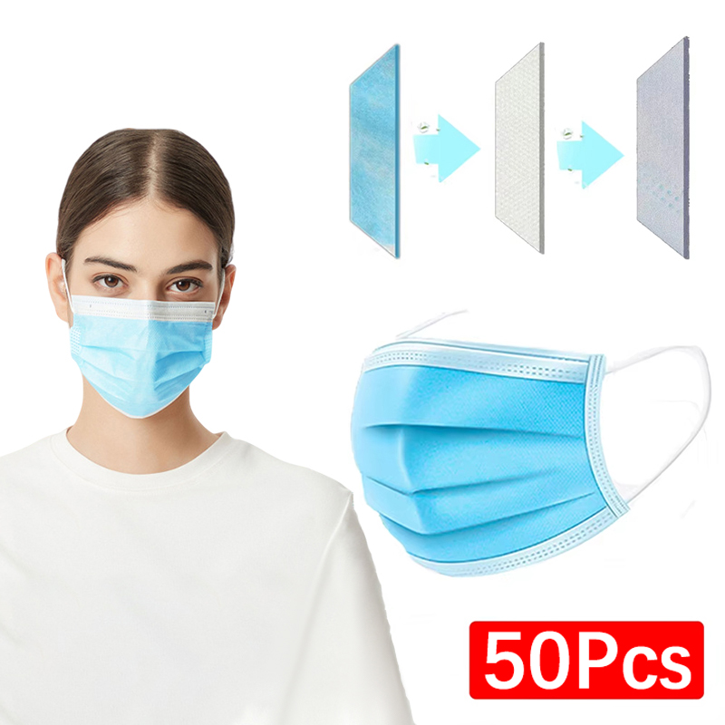 50 pièces Masque à 3 couches m - Disposable Mask Blue avis et prix